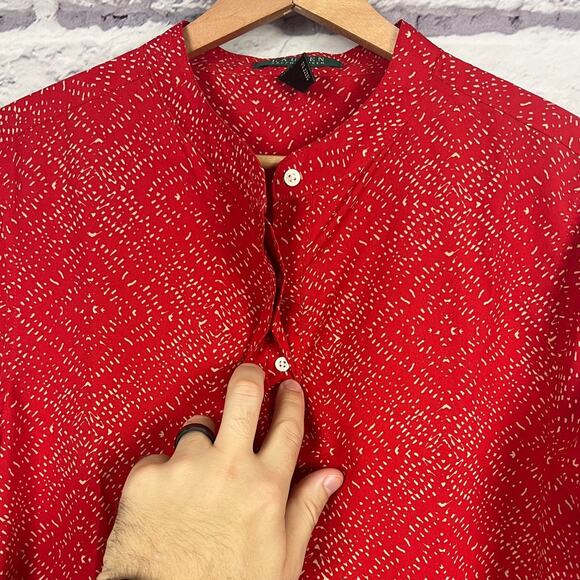 Lauren Ralph Lauren Womens L Mandarin Collar Preppy Career Office Staple Tunic - Picture 5 of 11